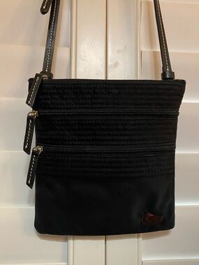 Dooney & Bourke Black Nylon Crossbody Bag w/Leather Strap/Trim & Signature Logo